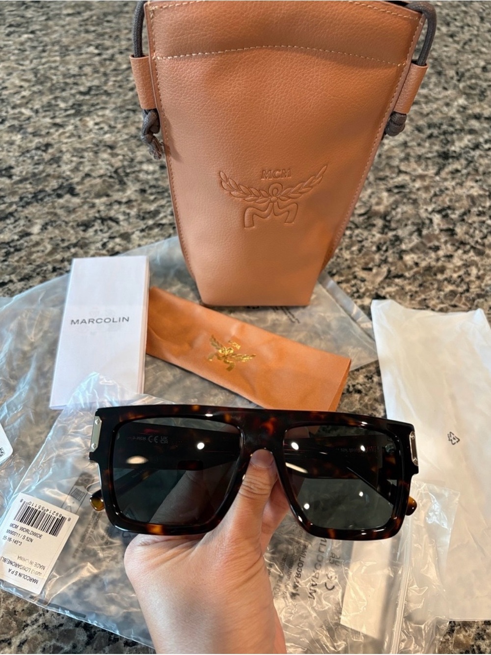 MCM Havana Women's Sunglasses with Crossbody Pouch Sunglasses NWT